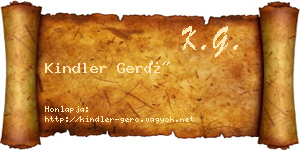 Kindler Gerő névjegykártya